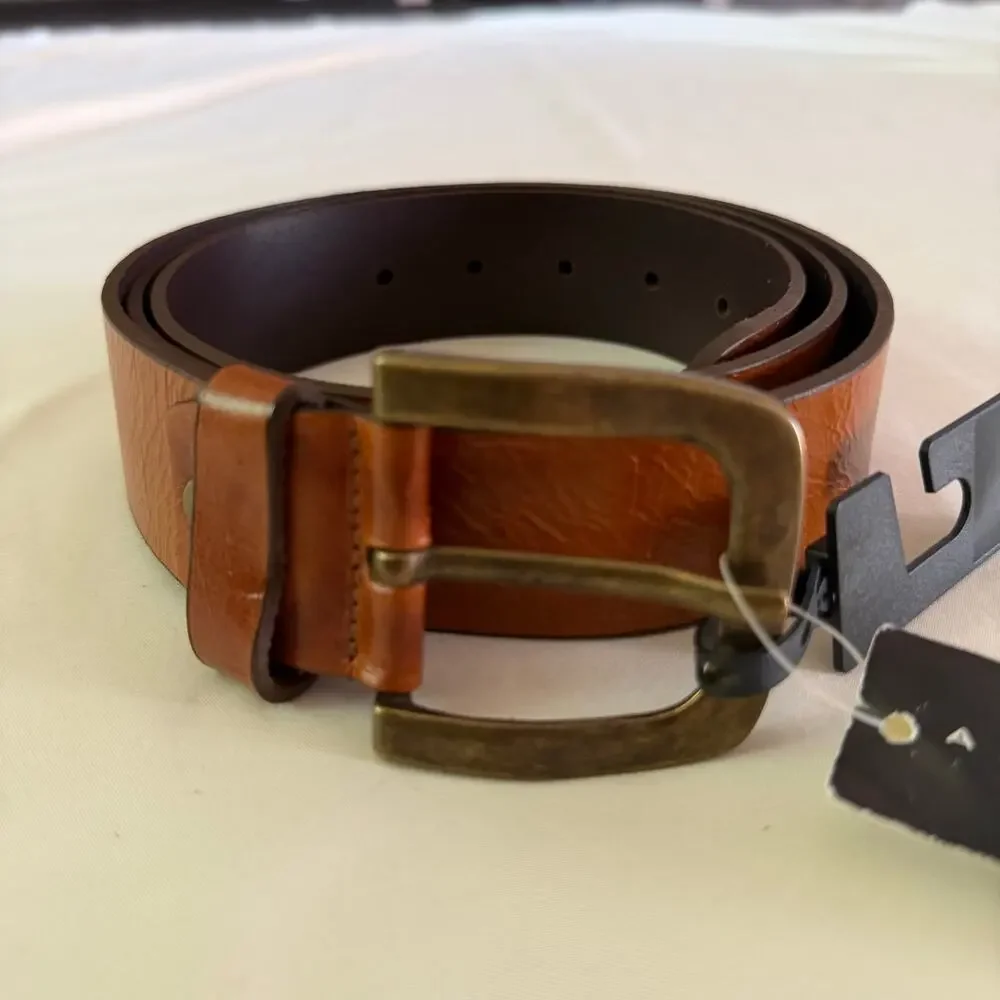 NWT Brown Genuine Leather Belt Men's 110cm